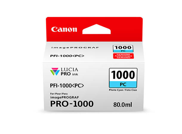 Canon Blekk LUCIA PFI-1000PC Fotocyan Til Canon ImagePrograf Pro-1000 80ml